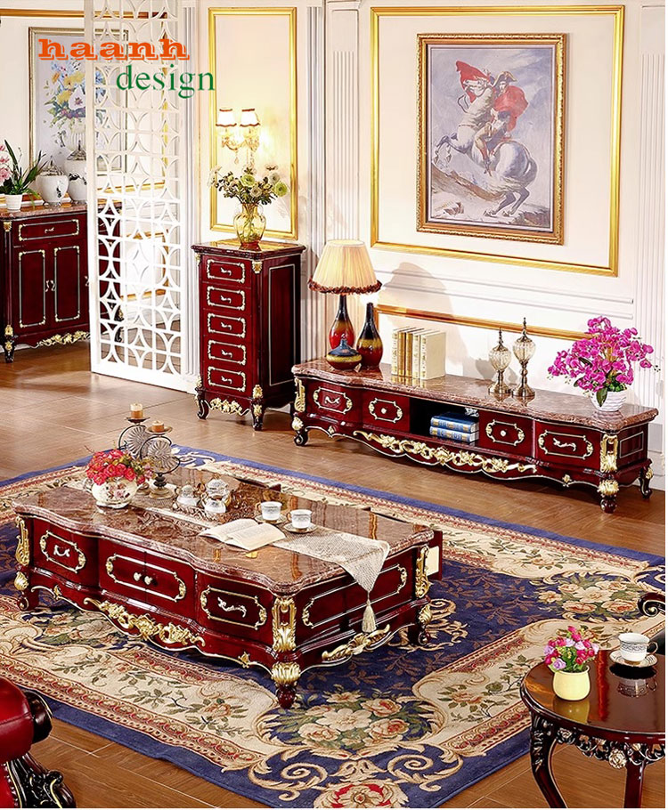Kệ ti vi phòng khách tân cổ điển châu âu