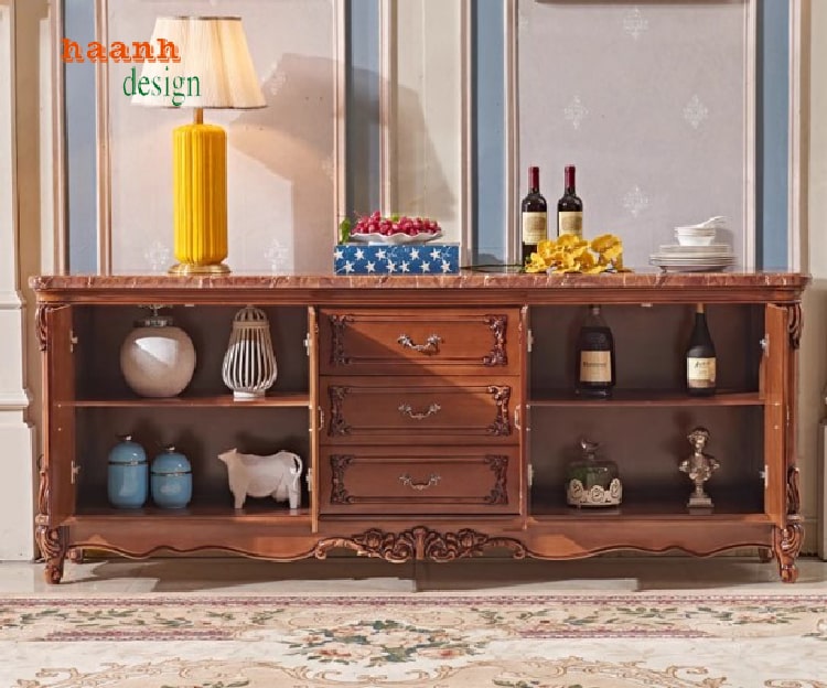 mẫu kệ tivi tân cổ điển thiết kế nhiều ngăn tiện ích