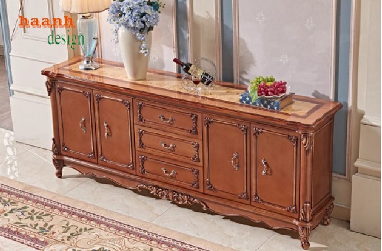 mặt đá tự nhiên trên kệ tivi tân cổ điển màu vân đẹp