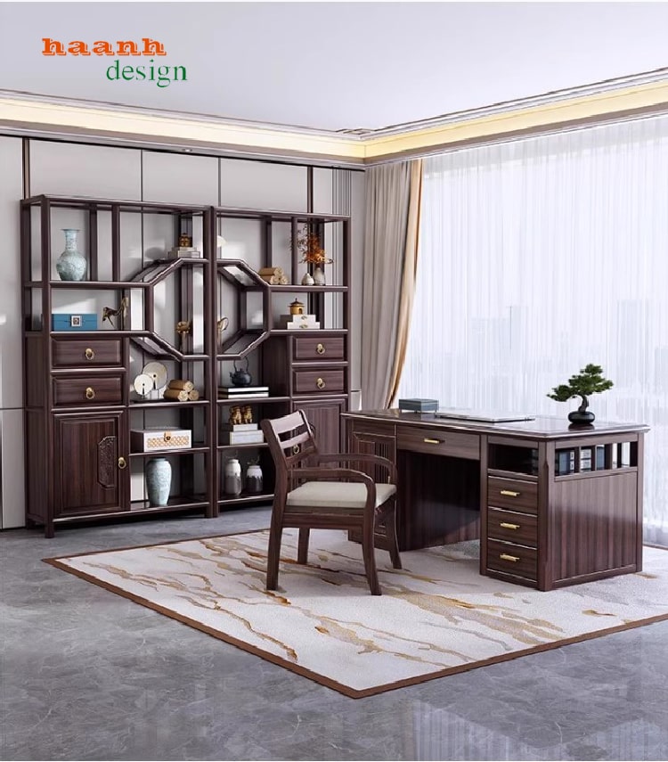 Kệ gỗ trang trí giả cổ phong cách trung quốc sang trọng-KTT 017