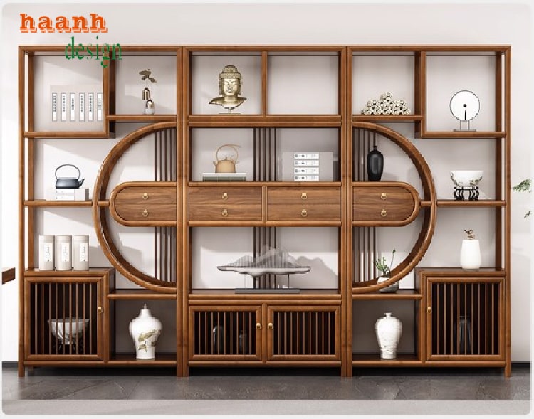 Các mẫu kệ gỗ phòng khách đẹp bằng gỗ sồi thiết kế hiện đại