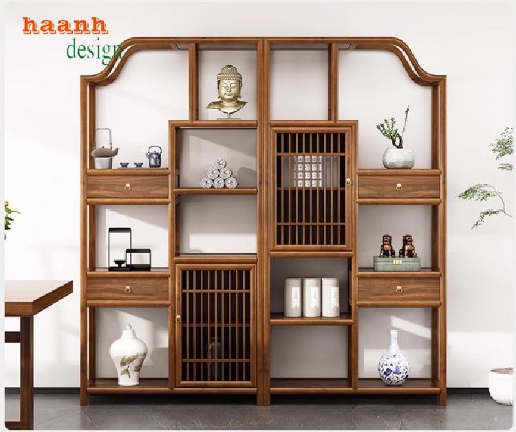 gỗ trang trí kết hợp với bàn trà và nội thất gỗ tự nhiên trong phòng khách