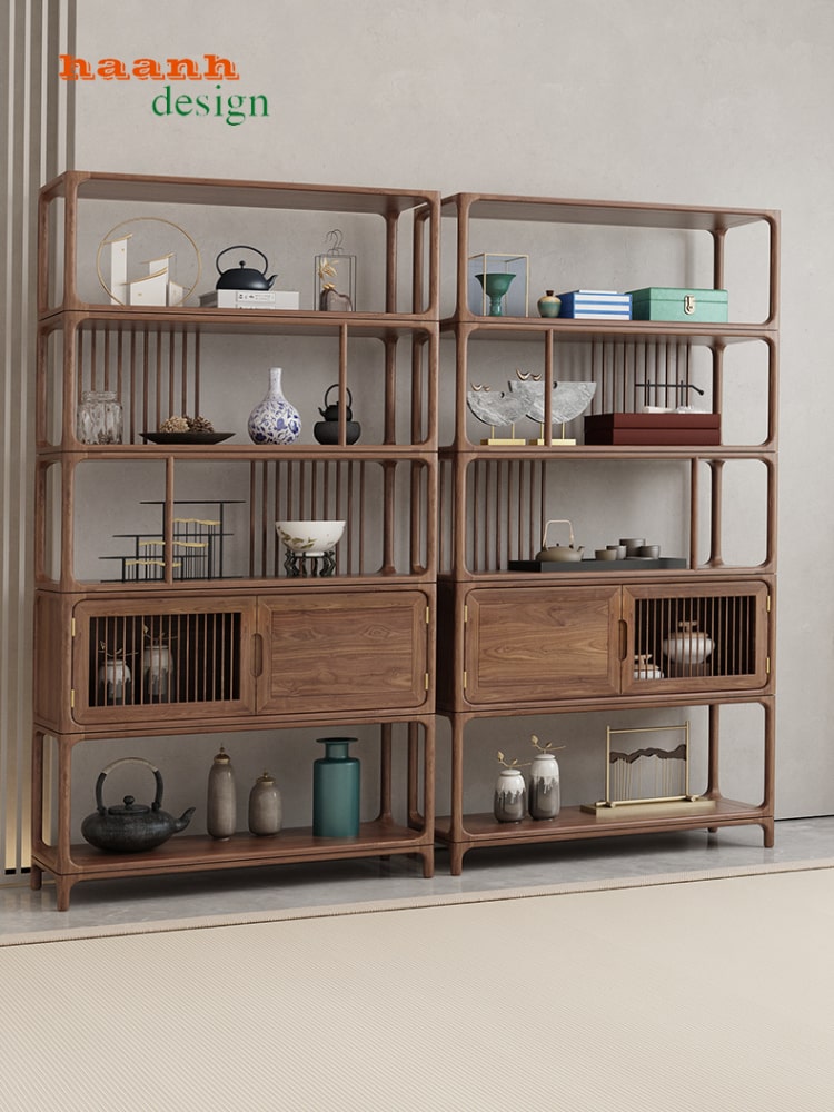 Kệ trang trí gỗ óc chó tự nhiên