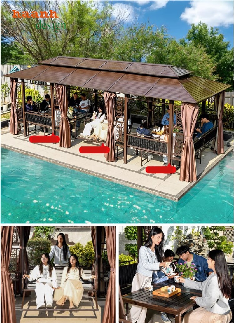 Chòi sân vườn hiện đại lắp đặt tại biệt thự cao cấp