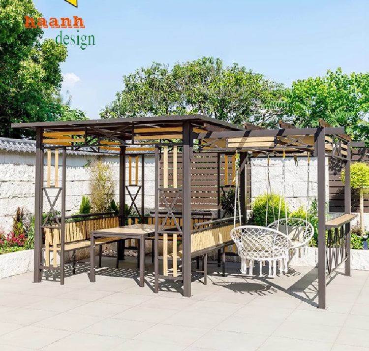 Chòi nghỉ sân vườn bằng sắt – Giải pháp hiện đại ngoài trời-NSC 018