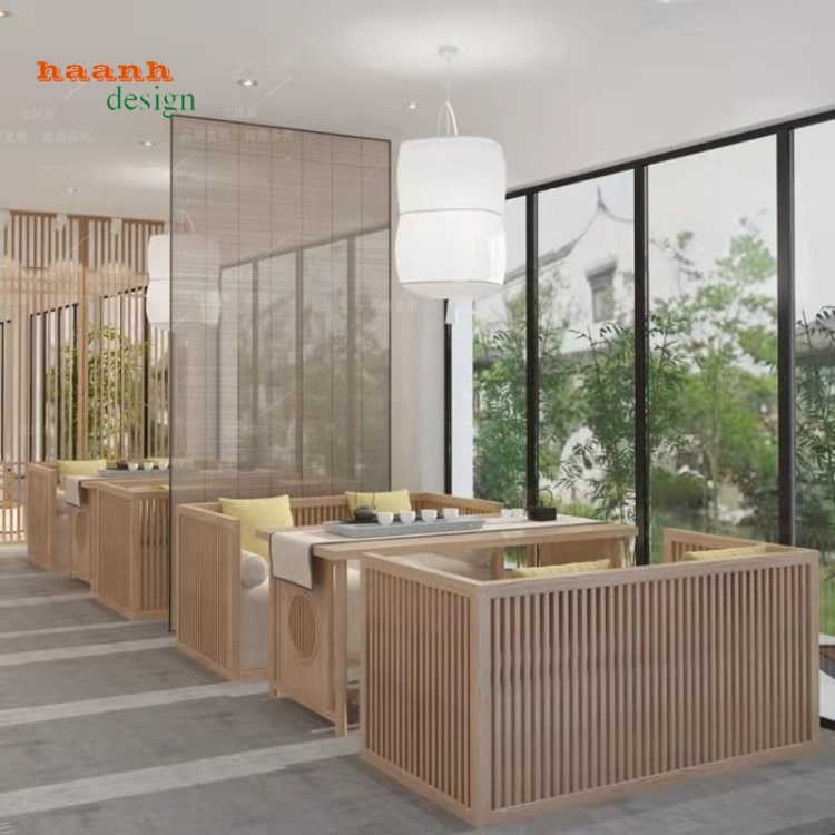 bàn ghế nhà hàng gỗ sồi tự nhiên