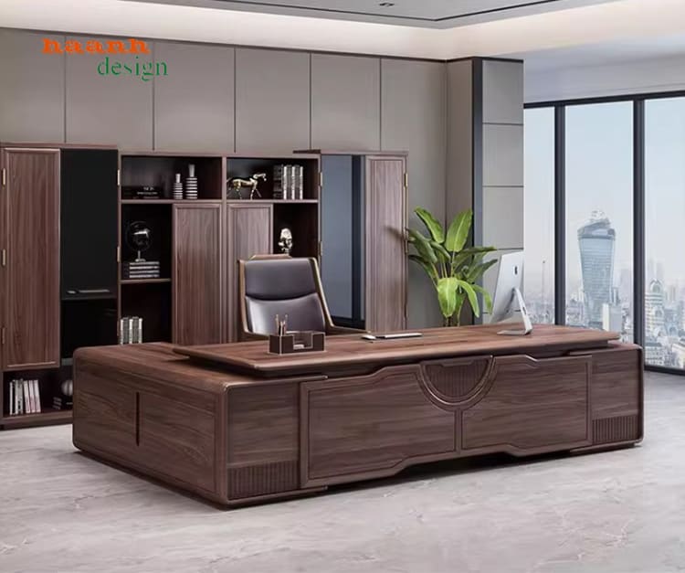bàn làm việc lãnh đạo hiện đại có hộc tủ tiện ích