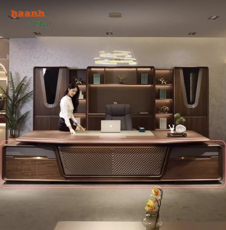 bàn làm việc lãnh đạo gỗ óc chó