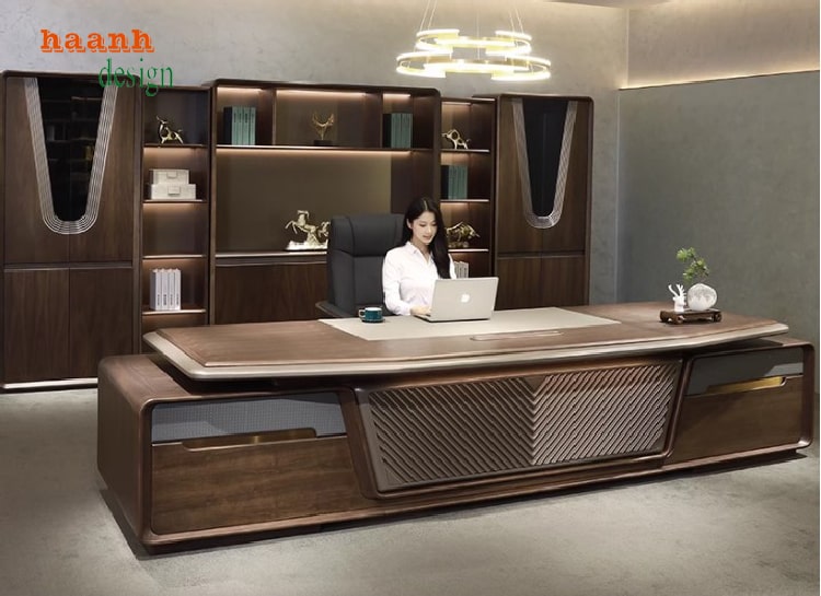 Tạo dấu ấn phong cách với bàn làm việc lãnh đạo gỗ óc chó-PGG 010