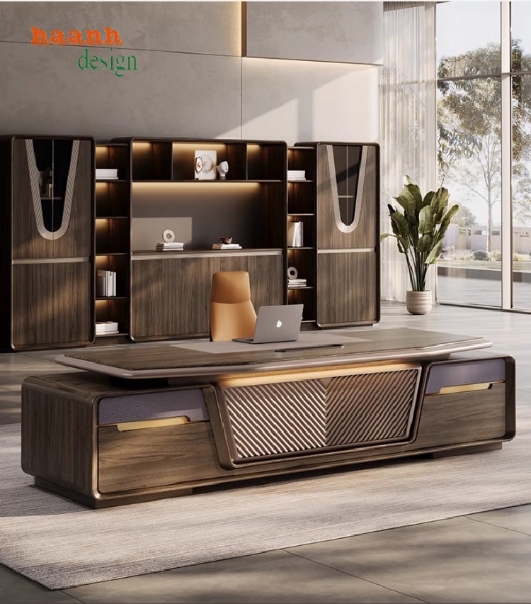 bàn làm việc lãnh đạo gỗ óc chó