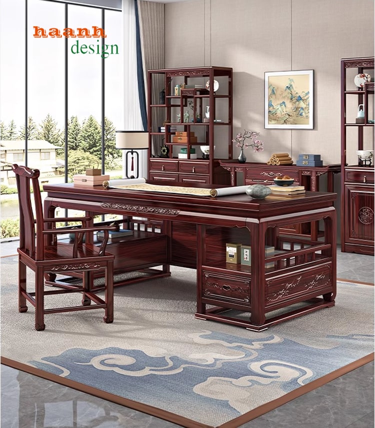 Bàn ghế phòng làm việc giả cổ