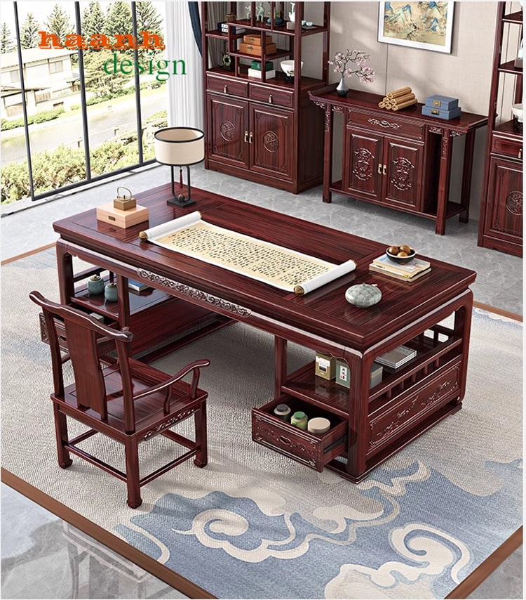 Bàn ghế phòng làm việc giả cổ