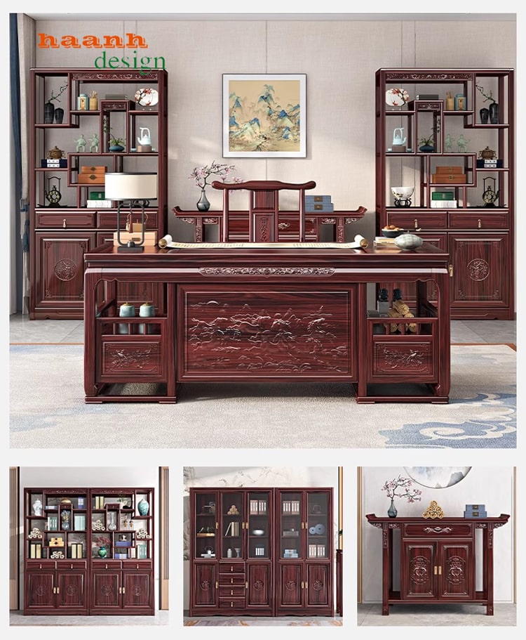 Bàn ghế phòng làm việc giả cổ