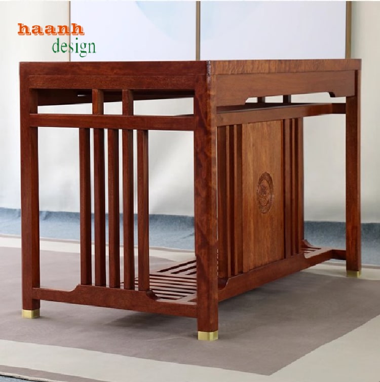 Mẫu bàn làm việc gỗ tự nhiên đẹp kiểu Á Đông