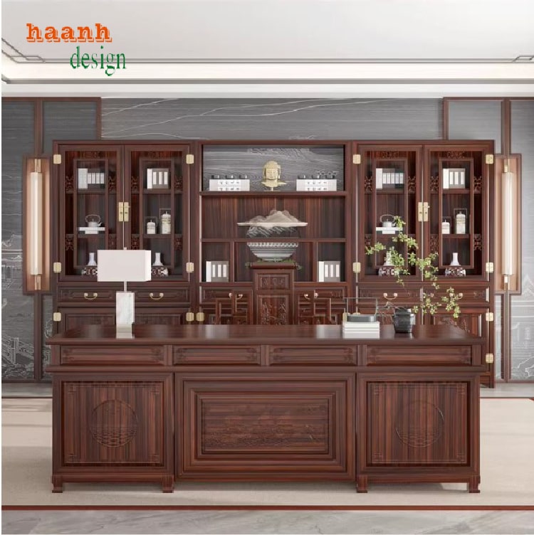 bàn làm việc gỗ gụ tự nhiên
