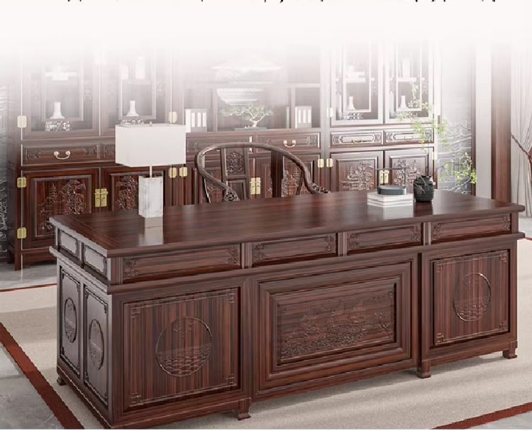 bàn làm việc gỗ gụ tự nhiên