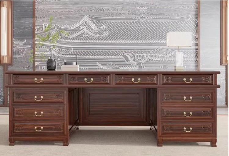 bàn làm việc gỗ gụ tự nhiên