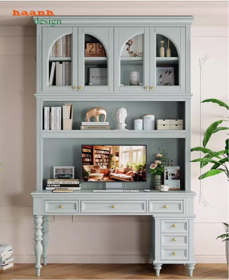 Bàn làm việc kèm giá sách tân cổ điển châu Âu cao cấp