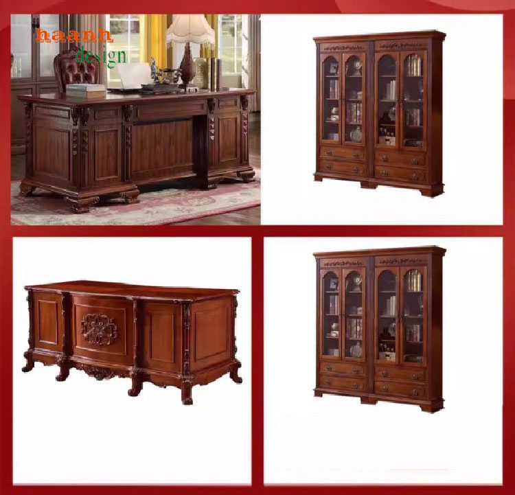 bàn làm việc gỗ tân cổ điển