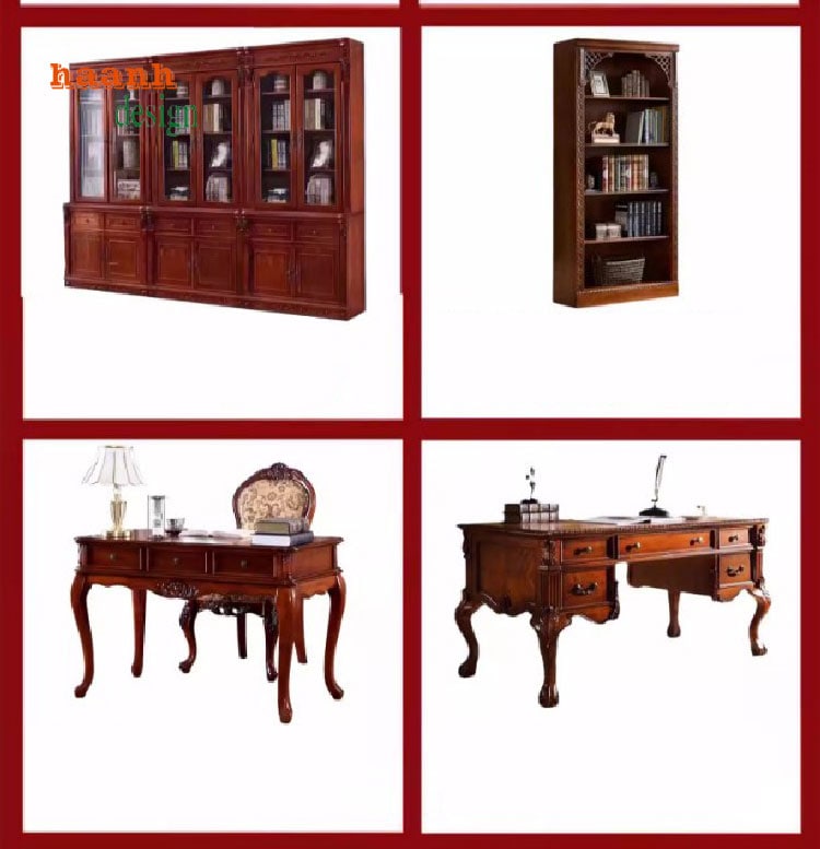 bàn làm việc gỗ tân cổ điển