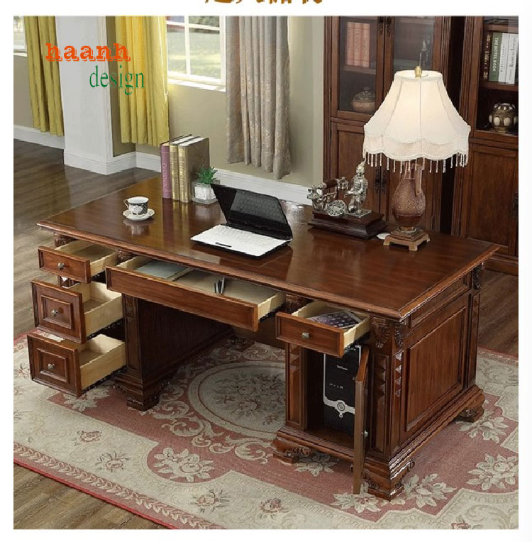 bàn làm việc gỗ tân cổ điển