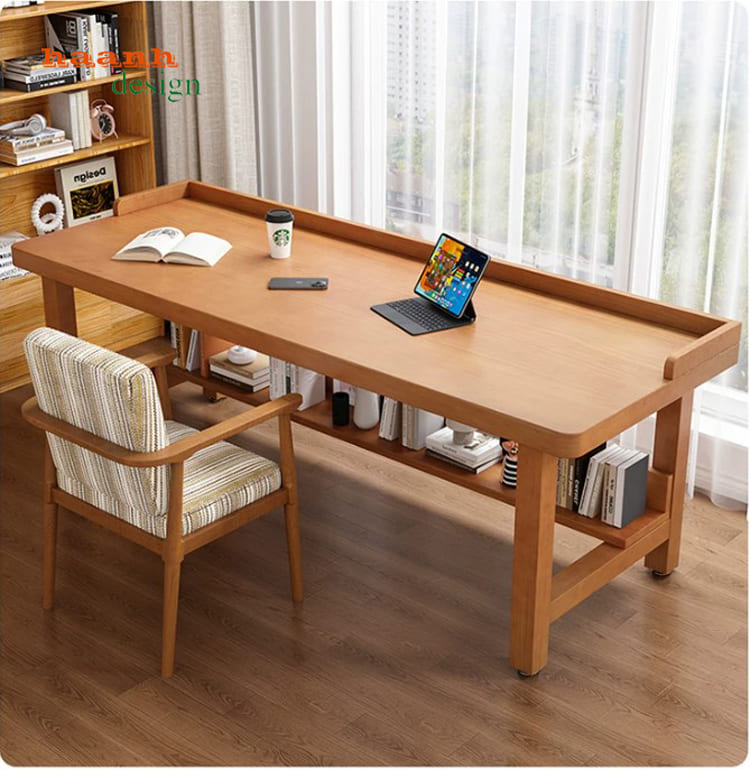 Bàn làm việc gỗ tự nhiên hiện đại
