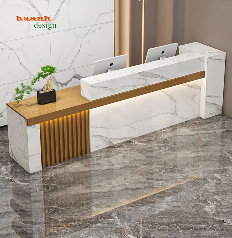 Quầy lễ tân văn phòng gỗ công nghiệp