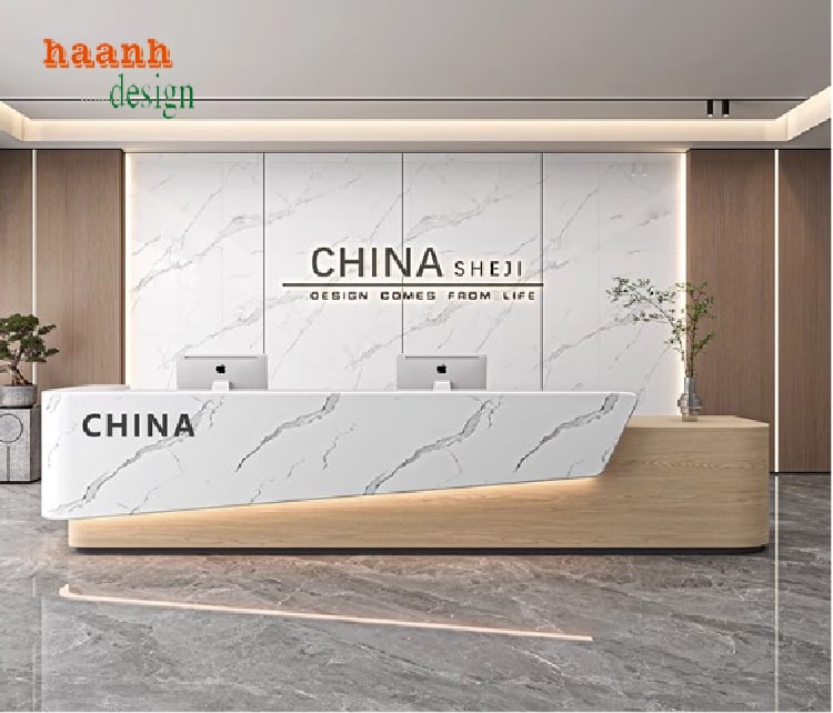 bề mặt gỗ công nghiệp Malamine chống ẩm dùng cho quầy lễ tân khách sạn