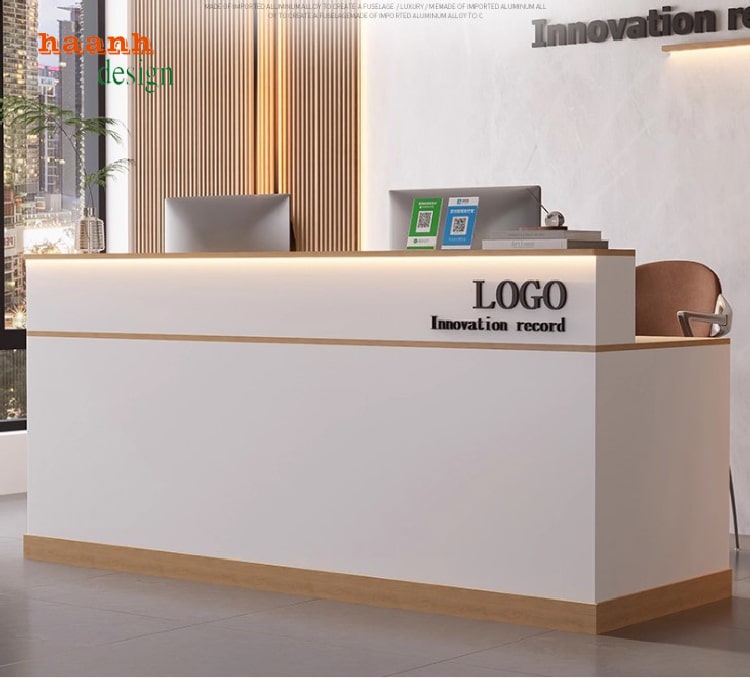 bàn lễ tân công ty hiện đại sang trọng