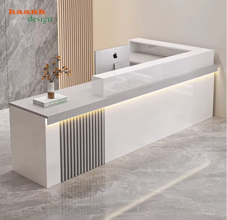 bàn tiếp tân đẹp gỗ công nghiệp phủ melamine chống ẩm
