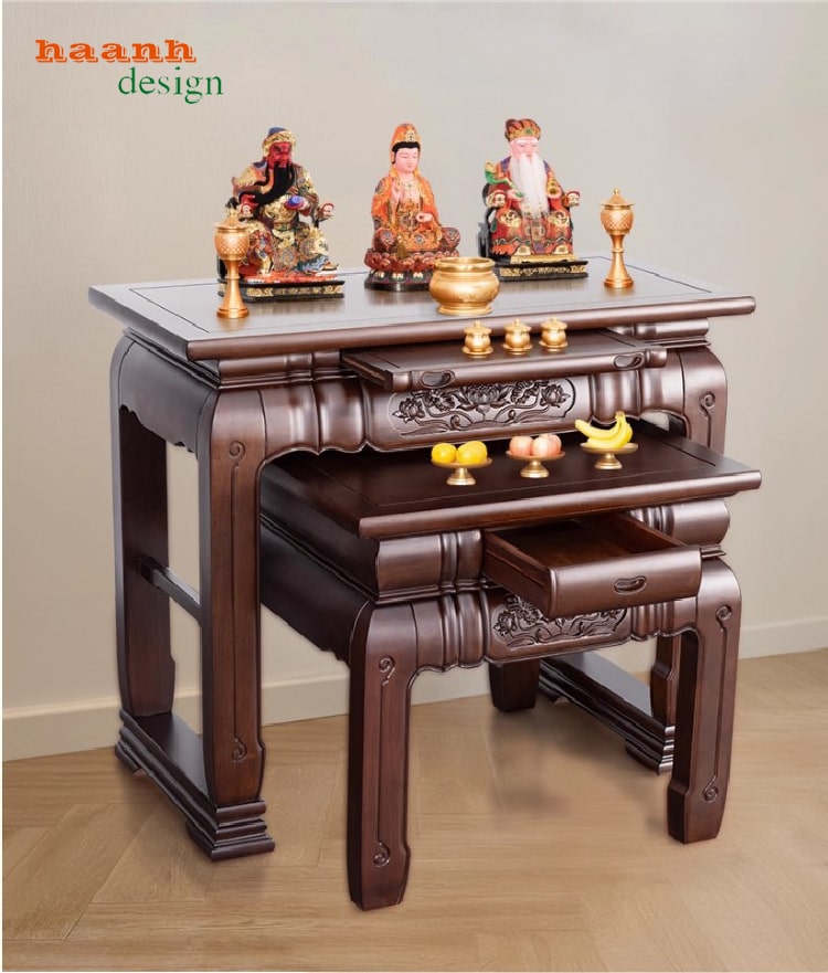 mẫu sập gỗ gụ đẹp, chú thích: Sập thờ gỗ gụ với đường nét sang trọng