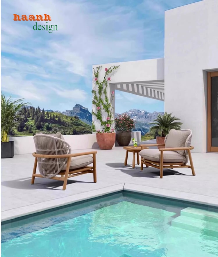 bàn ghế gỗ teak ngoài trời