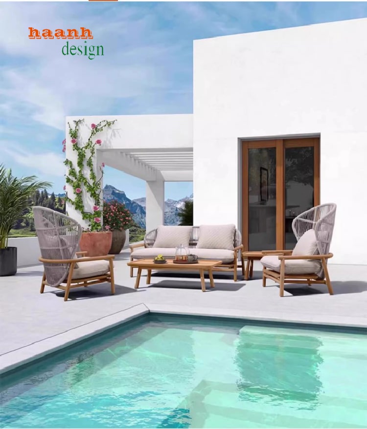 bàn ghế gỗ teak ngoài trời