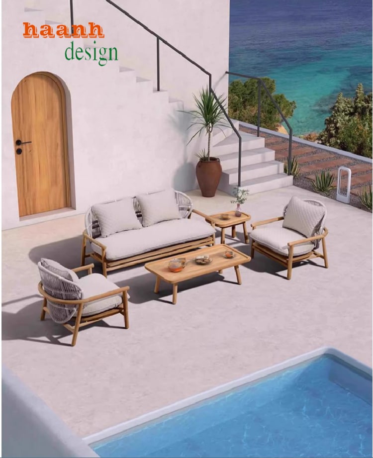 bàn ghế gỗ teak ngoài trời