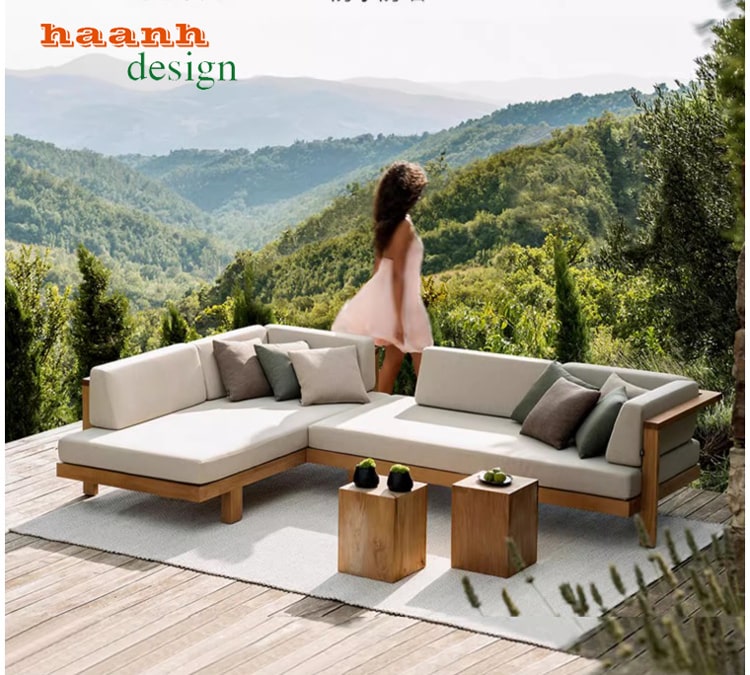 Sofa gỗ sân vườn ngoài trời