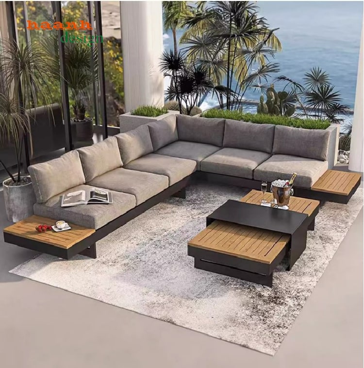 bàn ghế sofa ngoài trời gỗ teak chống tia UV