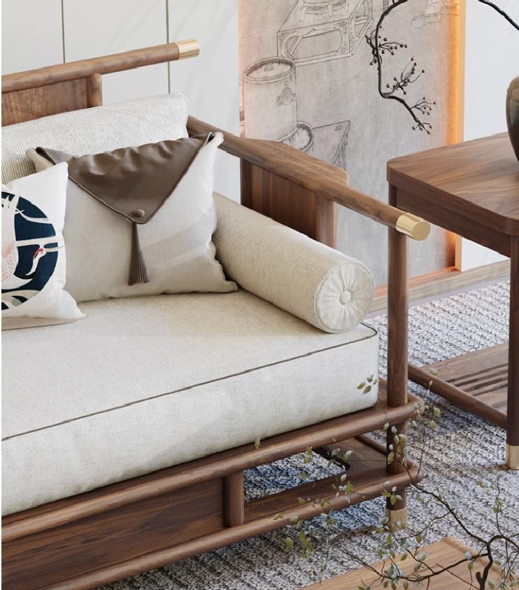 Sofa phòng khách gỗ óc chó