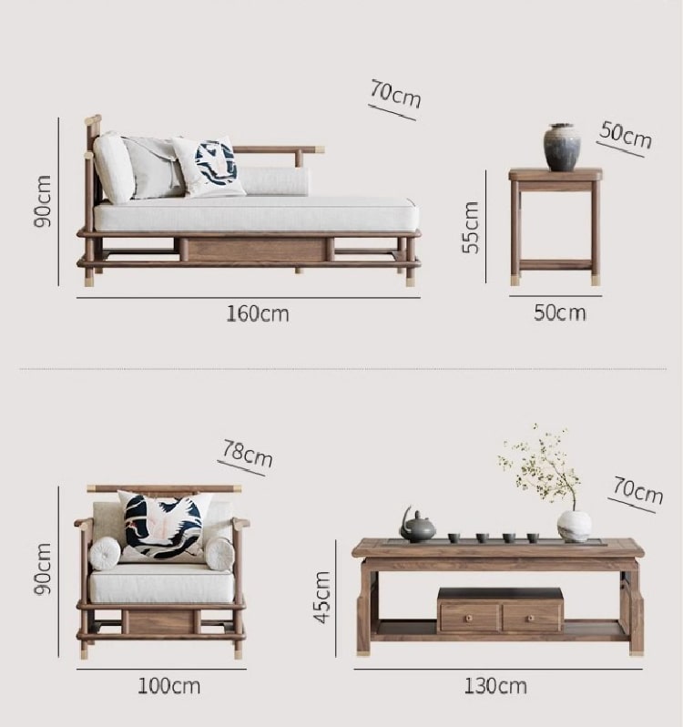 Sofa phòng khách gỗ óc chó