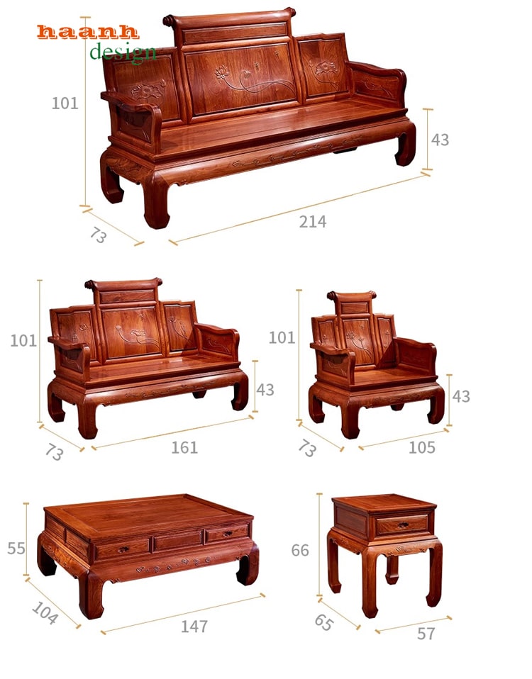 Bàn ghế gỗ phòng khách giả cổ