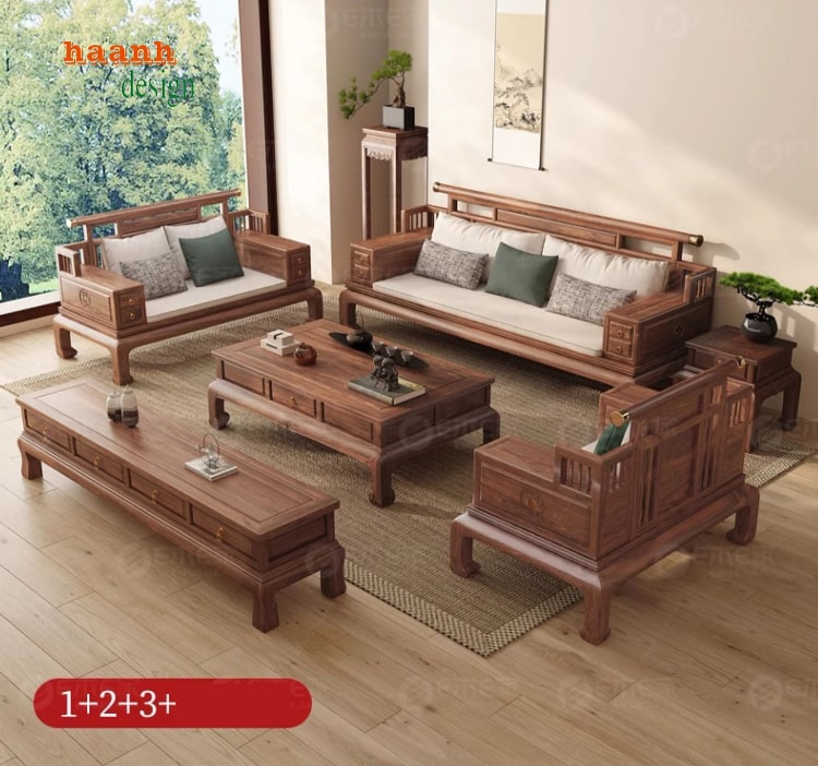 sofa gỗ óc chó đẹp