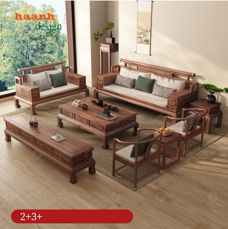 sofa gỗ óc chó đẹp
