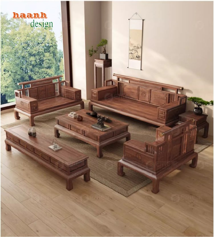 sofa gỗ óc chó đẹp