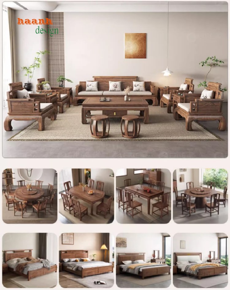 sofa gỗ óc chó đẹp