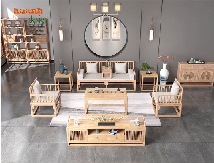 Cận cảnh vân gỗ sồi tự nhiên của ghế sofa