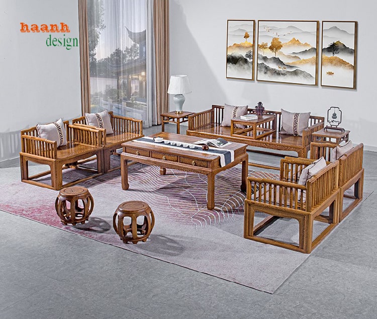 sofa phòng khách gỗ sồi