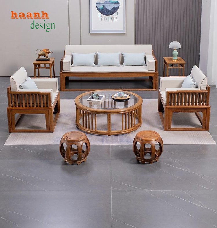 sofa phòng khách gỗ sồi