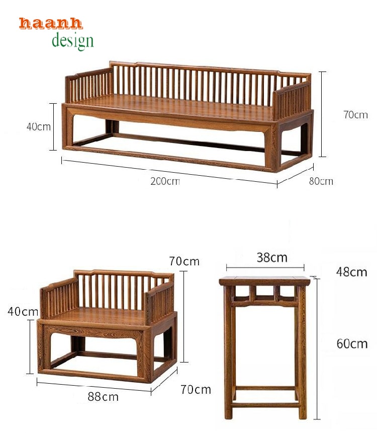 sofa phòng khách gỗ sồi