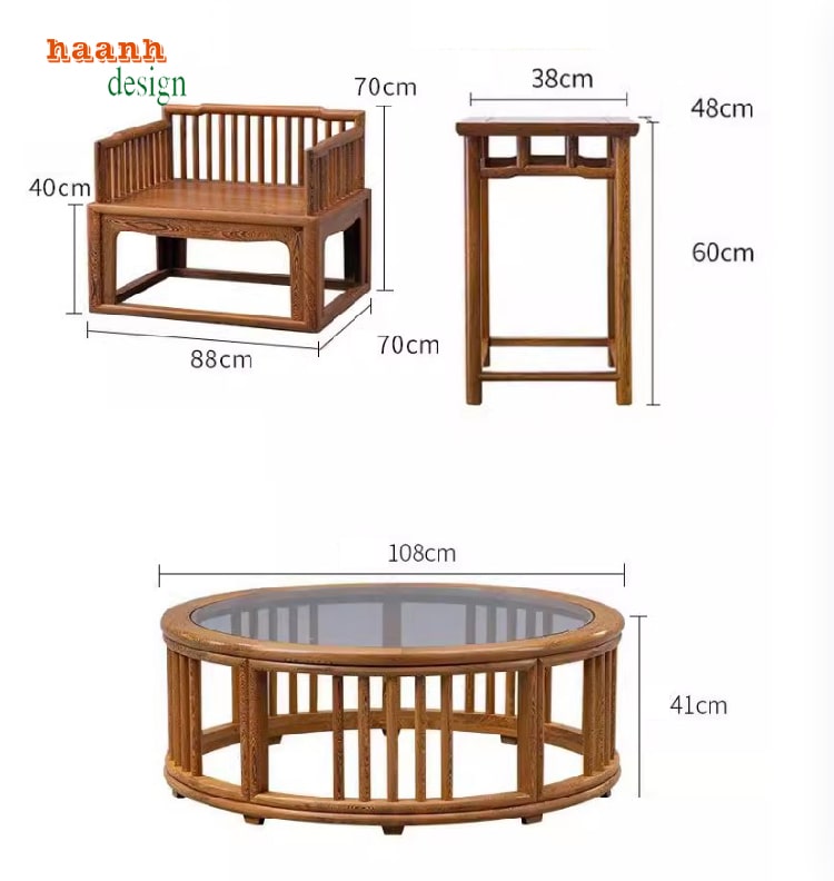 sofa phòng khách gỗ sồi