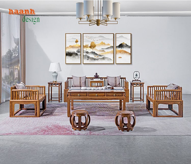 sofa phòng khách gỗ sồi