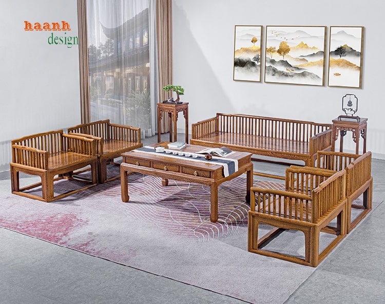 sofa phòng khách gỗ sồi